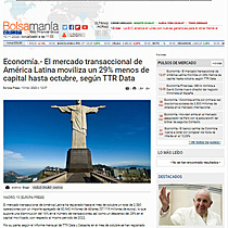 Economa.- El mercado transaccional de Amrica Latina moviliza un 29% menos de capital hasta octubre, segn TTR Data